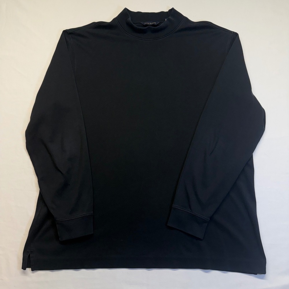 Scott Barber Pima Cotton Mock Neck Shirt XL Black Luxury Minimalist Peru